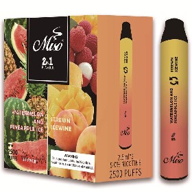 Miso 2 in 1 Dual Flavors Disposable Vape Pen 2500 Puffs Nicotine Vape VS Puff Dual Flavor Bang Dual Flavor Ezzy 2-in-1 Puff Bar Plus Disposable Vape